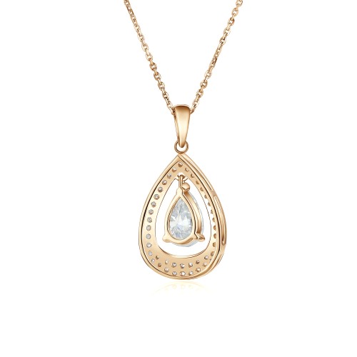 Pendula – ciondolo con moissanite a goccia ed elegante doppia corona di pietre