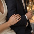 Demi - anello solitario con moissanite rotonda e incastonatura a semicastone