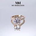 Cassiane - anello di fidanzamento con moissanite e pietre secondarie incastonate a pavé