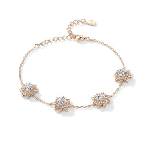 Stellara - bracciale floreale con moissanite e catena regolabile