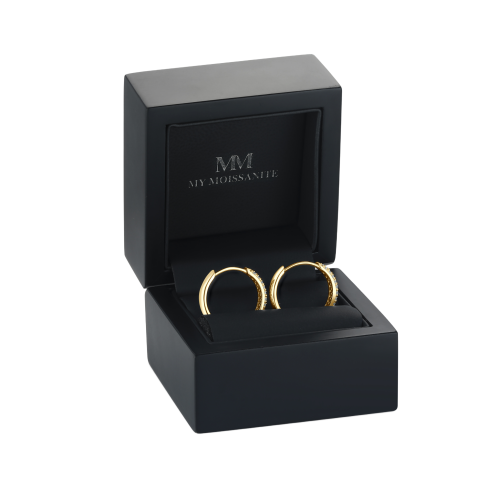 Glintique - orecchini a cerchio huggie con incastonatura a pavé di moissanite e chiusura a cerniera