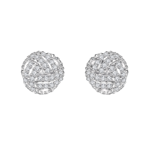 Cluster Spheres - orecchini a lobo con moissanite e incastonatura a pavé