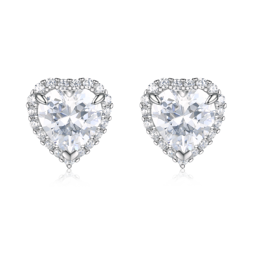 Belleza - orecchini con moissanite a cuore e montatura halo