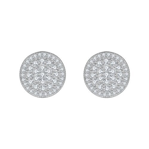 Round Clusters - orecchini a lobo con moissanite e incastonatura a pavé