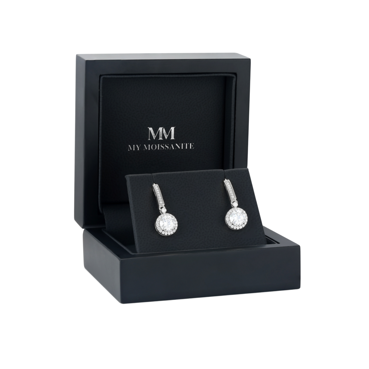 Luminary - orecchini con moissanite in montatura halo