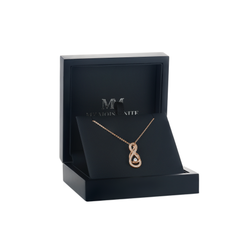 Infinity - ciondolo a torsione con moissanite e pavé