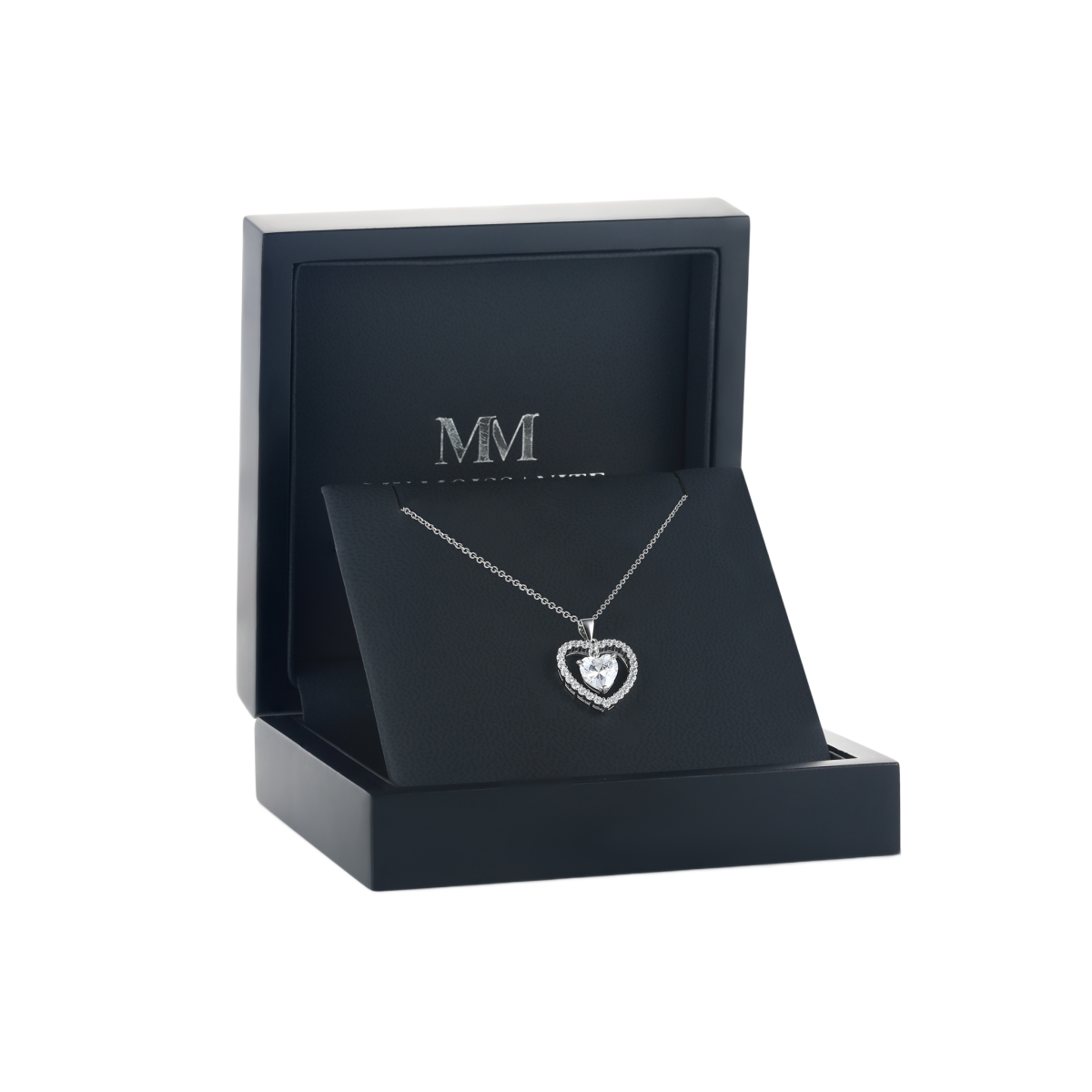 Valoria - ciondolo con moissanite a cuore e dettaglio halo
