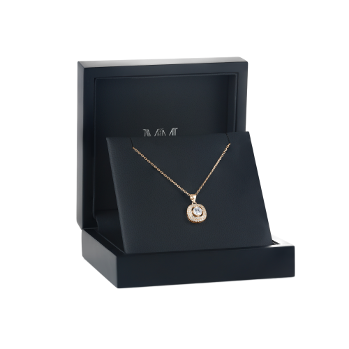 Vivara - ciondolo con moissanite e montatura halo impreziosita da pietre incastonate