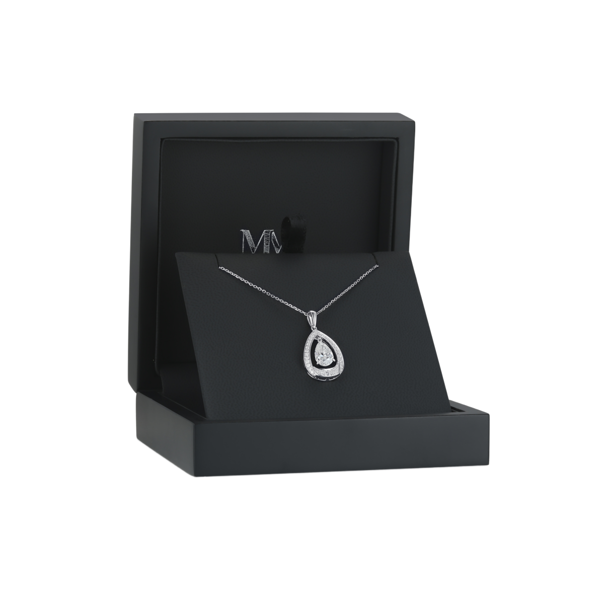 Pendula – ciondolo con moissanite a goccia ed elegante montatura a doppio halo