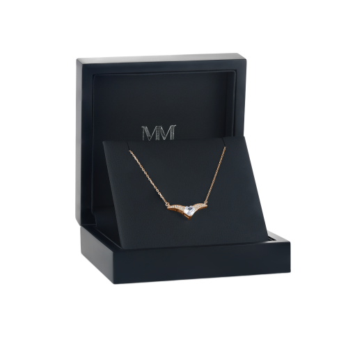 Vaneza - elegante collana a V con moissanite e dettagli a pavé