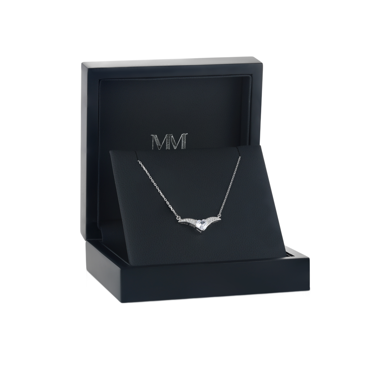 Vaneza - elegante collana a V con moissanite e dettagli a pavé