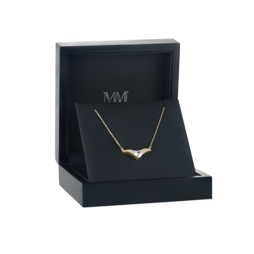 Vaneza - elegante collana a V con moissanite e dettagli a pavé