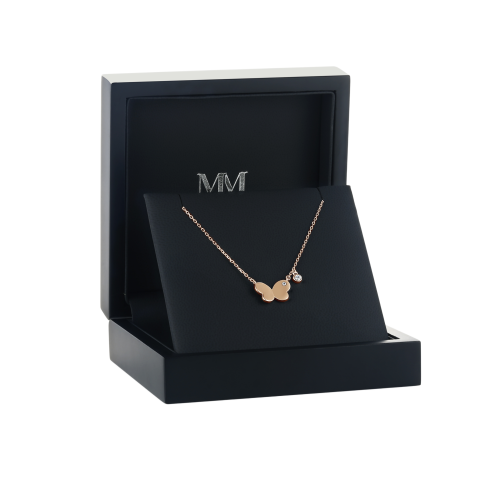 Papillia - collana con charm a farfalla e dettagli in moissanite