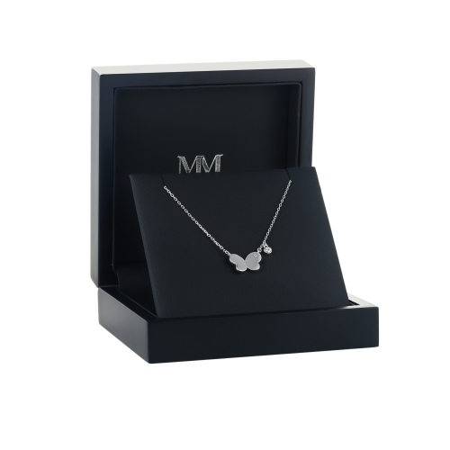 Papillia - collana con charm a farfalla e dettagli in moissanite