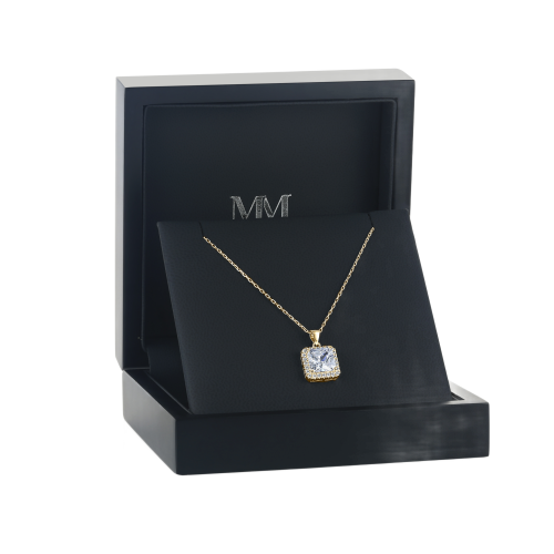 Radiance - ciondolo con moissanite dal taglio princess e montatura halo